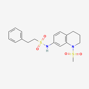 molecular formula C18H22N2O4S2 B2898223 N-(1-methanesulfonyl-1,2,3,4-tetrahydroquinolin-7-yl)-2-phenylethane-1-sulfonamide CAS No. 932451-77-9