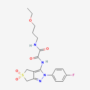 molecular formula C18H21FN4O5S B2898224 N-(3-ethoxypropyl)-N'-[2-(4-fluorophenyl)-5,5-dioxo-2H,4H,6H-5lambda6-thieno[3,4-c]pyrazol-3-yl]ethanediamide CAS No. 899989-51-6