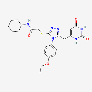 molecular formula C23H28N6O4S B2898231 N-cyclohexyl-2-((5-((2,6-dioxo-1,2,3,6-tetrahydropyrimidin-4-yl)methyl)-4-(4-ethoxyphenyl)-4H-1,2,4-triazol-3-yl)thio)acetamide CAS No. 852153-57-2