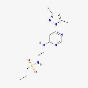molecular formula C14H22N6O2S B2898243 N-(2-((6-(3,5-dimethyl-1H-pyrazol-1-yl)pyrimidin-4-yl)amino)ethyl)propane-1-sulfonamide CAS No. 1170585-78-0