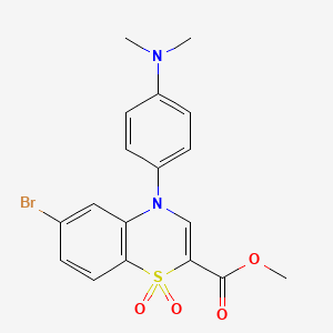 molecular formula C18H17BrN2O4S B2898255 methyl 6-bromo-4-[4-(dimethylamino)phenyl]-4H-1,4-benzothiazine-2-carboxylate 1,1-dioxide CAS No. 1189442-41-8