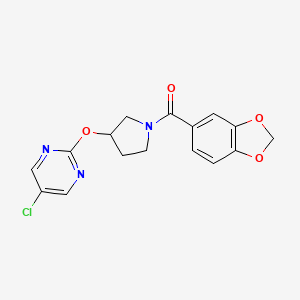 molecular formula C16H14ClN3O4 B2898270 Benzo[d][1,3]dioxol-5-yl(3-((5-chloropyrimidin-2-yl)oxy)pyrrolidin-1-yl)methanone CAS No. 2034469-95-7