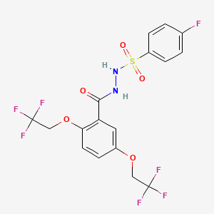 molecular formula C17H13F7N2O5S B2898273 N'-(4-fluorophenyl)sulfonyl-2,5-bis(2,2,2-trifluoroethoxy)benzohydrazide CAS No. 477863-99-3