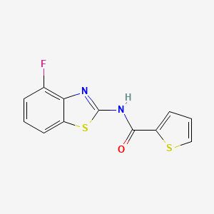 molecular formula C12H7FN2OS2 B2898282 N-(4-fluoro-1,3-benzothiazol-2-yl)thiophene-2-carboxamide CAS No. 851080-07-4