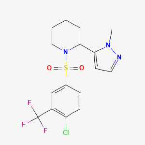 1-[4-Chloro-3-(trifluoromethyl)phenyl]sulfonyl-2-(2-methylpyrazol-3-yl)piperidine