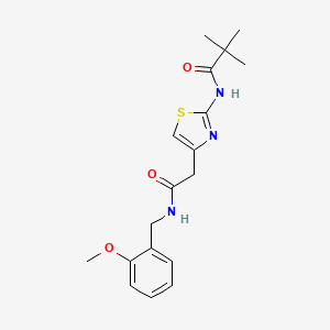 molecular formula C18H23N3O3S B2898298 N-[4-({[(2-methoxyphenyl)methyl]carbamoyl}methyl)-1,3-thiazol-2-yl]-2,2-dimethylpropanamide CAS No. 923172-98-9