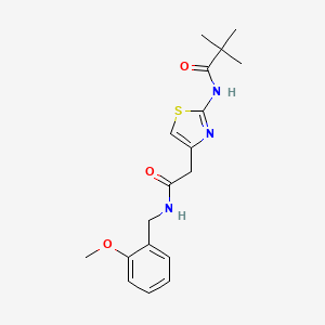 molecular formula C18H23N3O3S B2898298 N-(4-(2-((2-methoxybenzyl)amino)-2-oxoethyl)thiazol-2-yl)pivalamide CAS No. 923172-98-9
