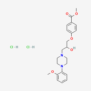 molecular formula C22H30Cl2N2O5 B2898327 Methyl 4-(2-hydroxy-3-(4-(2-methoxyphenyl)piperazin-1-yl)propoxy)benzoate dihydrochloride CAS No. 1216406-30-2