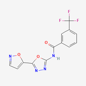 molecular formula C13H7F3N4O3 B2898364 N-[5-(1,2-oxazol-5-yl)-1,3,4-oxadiazol-2-yl]-3-(trifluoromethyl)benzamide CAS No. 946362-36-3