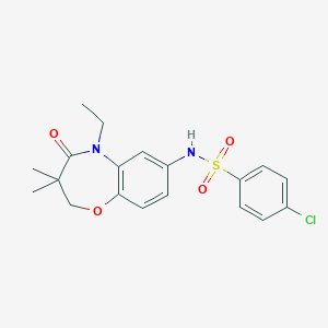 4-chloro-N-(5-ethyl-3,3-dimethyl-4-oxo-2,3,4,5-tetrahydrobenzo[b][1,4]oxazepin-7-yl)benzenesulfonamide