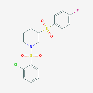 B2898374 1-((2-Chlorophenyl)sulfonyl)-3-((4-fluorophenyl)sulfonyl)piperidine CAS No. 1797893-50-5