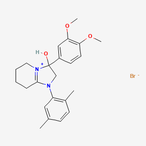 3-(3,4-Dimethoxyphenyl)-1-(2,5-dimethylphenyl)-3-hydroxy-2,3,5,6,7,8-hexahydroimidazo[1,2-a]pyridin-1-ium bromide