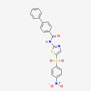 molecular formula C22H15N3O5S2 B2898395 N-[5-(4-NITROBENZENESULFONYL)-1,3-THIAZOL-2-YL]-[1,1'-BIPHENYL]-4-CARBOXAMIDE CAS No. 292053-07-7