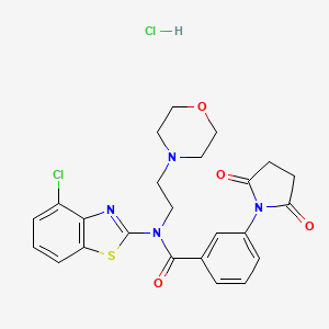 molecular formula C24H24Cl2N4O4S B2898396 N-(4-CHLORO-1,3-BENZOTHIAZOL-2-YL)-3-(2,5-DIOXOPYRROLIDIN-1-YL)-N-[2-(MORPHOLIN-4-YL)ETHYL]BENZAMIDE HYDROCHLORIDE CAS No. 1330289-96-7