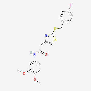 N-(3,4-dimethoxyphenyl)-2-(2-((4-fluorobenzyl)thio)thiazol-4-yl)acetamide