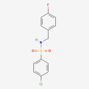 molecular formula C13H11ClFNO2S B2898407 ((4-Chlorophenyl)sulfonyl)((4-fluorophenyl)methyl)amine CAS No. 321720-12-1