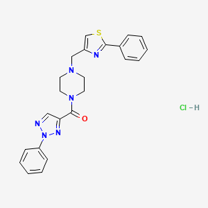 molecular formula C23H23ClN6OS B2898416 (2-phenyl-2H-1,2,3-triazol-4-yl)(4-((2-phenylthiazol-4-yl)methyl)piperazin-1-yl)methanone hydrochloride CAS No. 1351612-81-1