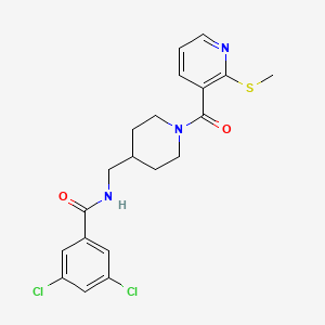 molecular formula C20H21Cl2N3O2S B2898424 3,5-dichloro-N-((1-(2-(methylthio)nicotinoyl)piperidin-4-yl)methyl)benzamide CAS No. 1234906-65-0