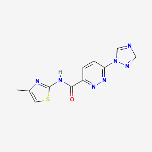 molecular formula C11H9N7OS B2898431 N-(4-methylthiazol-2-yl)-6-(1H-1,2,4-triazol-1-yl)pyridazine-3-carboxamide CAS No. 1448124-35-3
