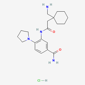 B2898436 3-[[2-[1-(Aminomethyl)cyclohexyl]acetyl]amino]-4-pyrrolidin-1-ylbenzamide;hydrochloride CAS No. 1836629-83-4