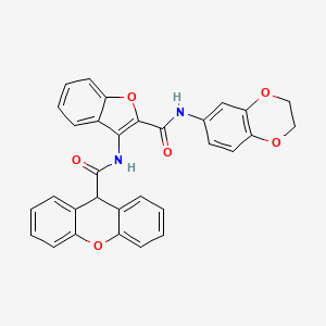 molecular formula C31H22N2O6 B2898439 N-(2-((2,3-dihydrobenzo[b][1,4]dioxin-6-yl)carbamoyl)benzofuran-3-yl)-9H-xanthene-9-carboxamide CAS No. 888468-91-5