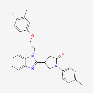 molecular formula C28H29N3O2 B2898486 4-{1-[2-(3,4-dimethylphenoxy)ethyl]-1H-1,3-benzodiazol-2-yl}-1-(4-methylphenyl)pyrrolidin-2-one CAS No. 890638-27-4