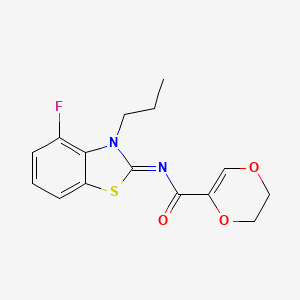 molecular formula C15H15FN2O3S B2898515 (Z)-N-(4-fluoro-3-propylbenzo[d]thiazol-2(3H)-ylidene)-5,6-dihydro-1,4-dioxine-2-carboxamide CAS No. 898371-98-7