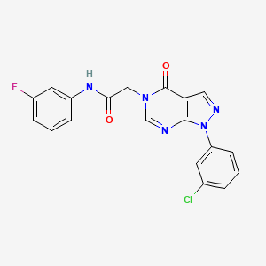 molecular formula C19H13ClFN5O2 B2898517 2-[1-(3-chlorophenyl)-4-oxopyrazolo[3,4-d]pyrimidin-5-yl]-N-(3-fluorophenyl)acetamide CAS No. 887457-91-2