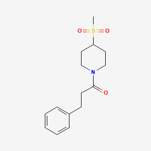 molecular formula C15H21NO3S B2898519 1-(4-(Methylsulfonyl)piperidin-1-yl)-3-phenylpropan-1-one CAS No. 1448071-71-3