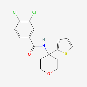 3,4-dichloro-N-(4-(thiophen-2-yl)tetrahydro-2H-pyran-4-yl)benzamide