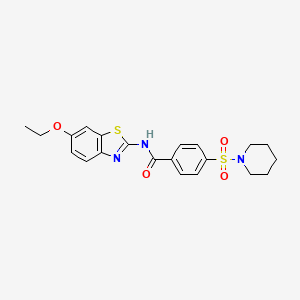 molecular formula C21H23N3O4S2 B2898527 N-(6-ethoxybenzo[d]thiazol-2-yl)-4-(piperidin-1-ylsulfonyl)benzamide CAS No. 325978-83-4