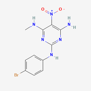 molecular formula C11H11BrN6O2 B2898546 N2-(4-bromophenyl)-N4-methyl-5-nitropyrimidine-2,4,6-triamine CAS No. 610756-79-1
