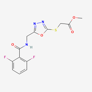 molecular formula C13H11F2N3O4S B2898548 Methyl 2-((5-((2,6-difluorobenzamido)methyl)-1,3,4-oxadiazol-2-yl)thio)acetate CAS No. 921085-88-3
