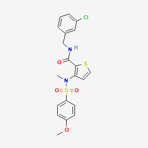 molecular formula C20H19ClN2O4S2 B2898567 N-[(3-chlorophenyl)methyl]-3-(N-methyl4-methoxybenzenesulfonamido)thiophene-2-carboxamide CAS No. 1115933-60-2
