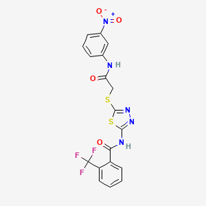 N-(5-((2-((3-nitrophenyl)amino)-2-oxoethyl)thio)-1,3,4-thiadiazol-2-yl)-2-(trifluoromethyl)benzamide