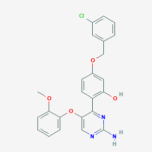 2-(2-Amino-5-(2-methoxyphenoxy)pyrimidin-4-yl)-5-((3-chlorobenzyl)oxy)phenol