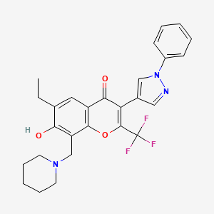 6-ethyl-7-hydroxy-3-(1-phenyl-1H-pyrazol-4-yl)-8-(1-piperidinylmethyl)-2-(trifluoromethyl)-4H-chromen-4-one