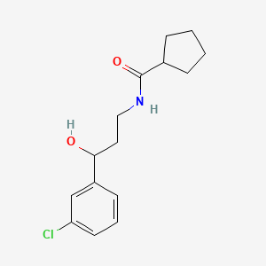 molecular formula C15H20ClNO2 B2898655 N-[3-(3-chlorophenyl)-3-hydroxypropyl]cyclopentanecarboxamide CAS No. 2034520-79-9
