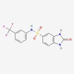 molecular formula C14H10F3N3O3S B2898656 2-oxo-N-[3-(trifluoromethyl)phenyl]-2,3-dihydro-1H-1,3-benzodiazole-5-sulfonamide CAS No. 708243-72-5