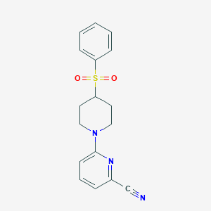 molecular formula C17H17N3O2S B2898664 6-[4-(Benzenesulfonyl)piperidin-1-yl]pyridine-2-carbonitrile CAS No. 2380095-20-3