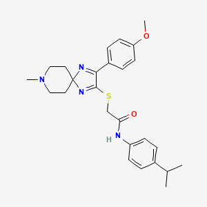 N-(4-isopropylphenyl)-2-((3-(4-methoxyphenyl)-8-methyl-1,4,8-triazaspiro[4.5]deca-1,3-dien-2-yl)thio)acetamide