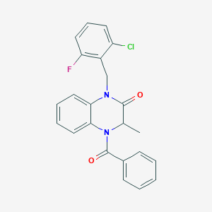 molecular formula C23H18ClFN2O2 B2898672 4-benzoyl-1-(2-chloro-6-fluorobenzyl)-3-methyl-3,4-dihydro-2(1H)-quinoxalinone CAS No. 317822-18-7