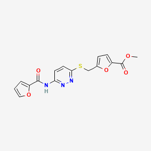 molecular formula C16H13N3O5S B2898685 Methyl 5-(((6-(furan-2-carboxamido)pyridazin-3-yl)thio)methyl)furan-2-carboxylate CAS No. 1021061-50-6