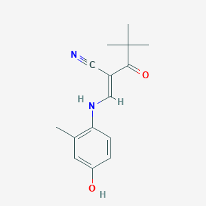 molecular formula C15H18N2O2 B2898697 (2E)-2-{[(4-hydroxy-2-methylphenyl)amino]methylidene}-4,4-dimethyl-3-oxopentanenitrile CAS No. 1025306-51-7