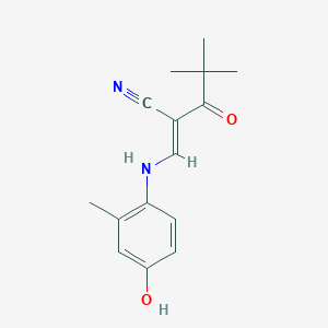 (2E)-2-{[(4-hydroxy-2-methylphenyl)amino]methylidene}-4,4-dimethyl-3-oxopentanenitrile