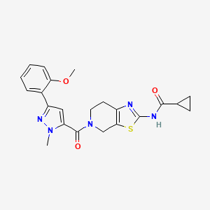 N-(5-(3-(2-methoxyphenyl)-1-methyl-1H-pyrazole-5-carbonyl)-4,5,6,7-tetrahydrothiazolo[5,4-c]pyridin-2-yl)cyclopropanecarboxamide