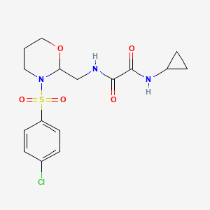 molecular formula C16H20ClN3O5S B2898699 N'-{[3-(4-chlorobenzenesulfonyl)-1,3-oxazinan-2-yl]methyl}-N-cyclopropylethanediamide CAS No. 872862-51-6