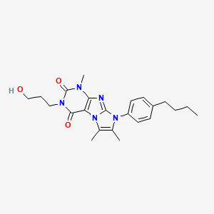 molecular formula C23H29N5O3 B2898742 8-(4-butylphenyl)-3-(3-hydroxypropyl)-1,6,7-trimethyl-1H-imidazo[2,1-f]purine-2,4(3H,8H)-dione CAS No. 896301-55-6