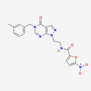 molecular formula C20H18N6O5 B2898757 N-(2-(5-(3-methylbenzyl)-4-oxo-4,5-dihydro-1H-pyrazolo[3,4-d]pyrimidin-1-yl)ethyl)-5-nitrofuran-2-carboxamide CAS No. 922845-60-1