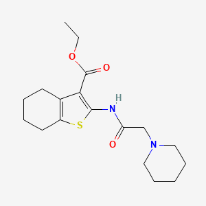 molecular formula C18H26N2O3S B2898779 Ethyl 2-(2-(piperidin-1-yl)acetamido)-4,5,6,7-tetrahydrobenzo[b]thiophene-3-carboxylate CAS No. 62349-04-6
